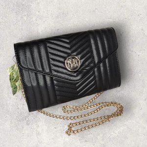 Badgley Mischka - V Quilted Crossbody Envelope Purse - Black - NWT
